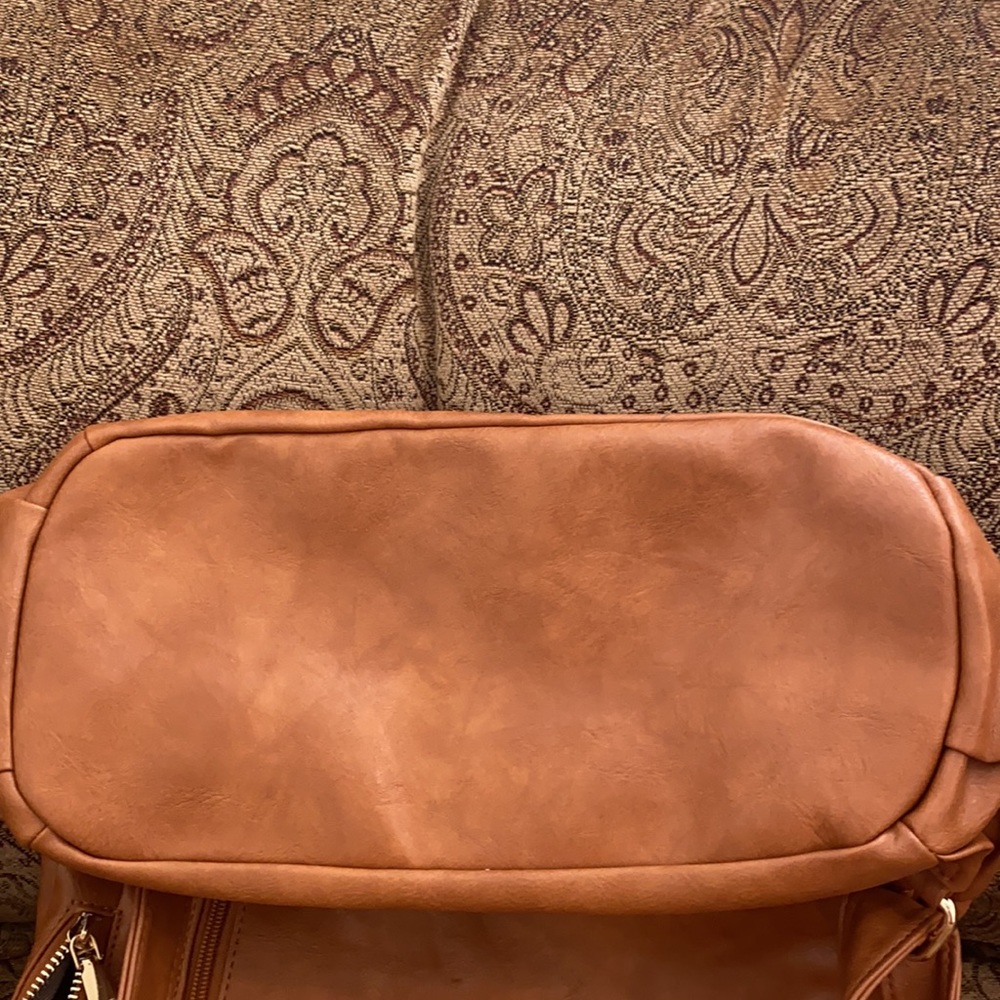 Leopard Strap Convertible Shoulder Bag/Backpack, Camel - Picture 9 of 9